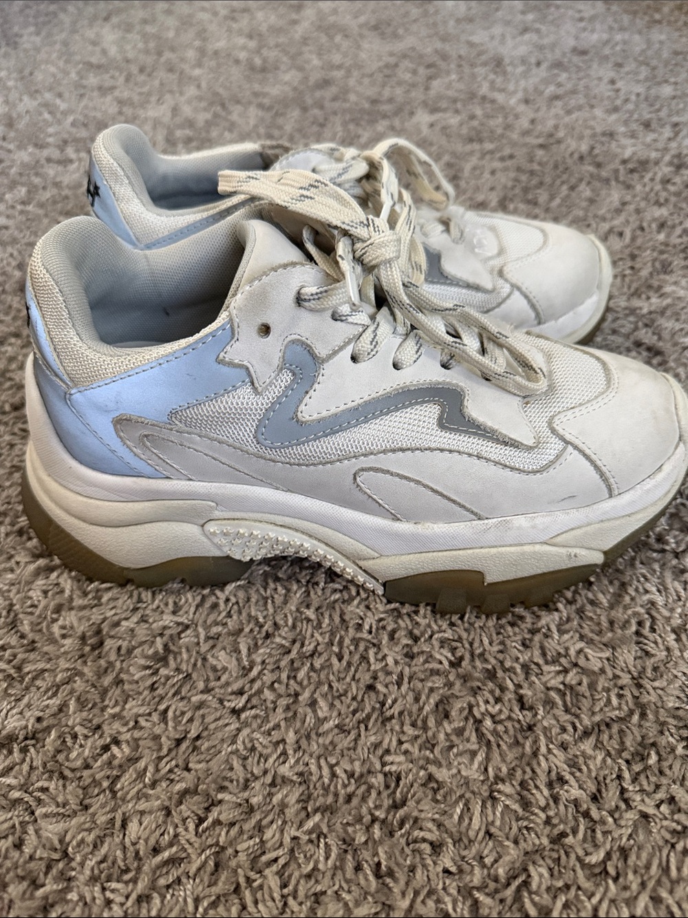 White Gray Ash Addict Chunky Sneakers Women’s 36